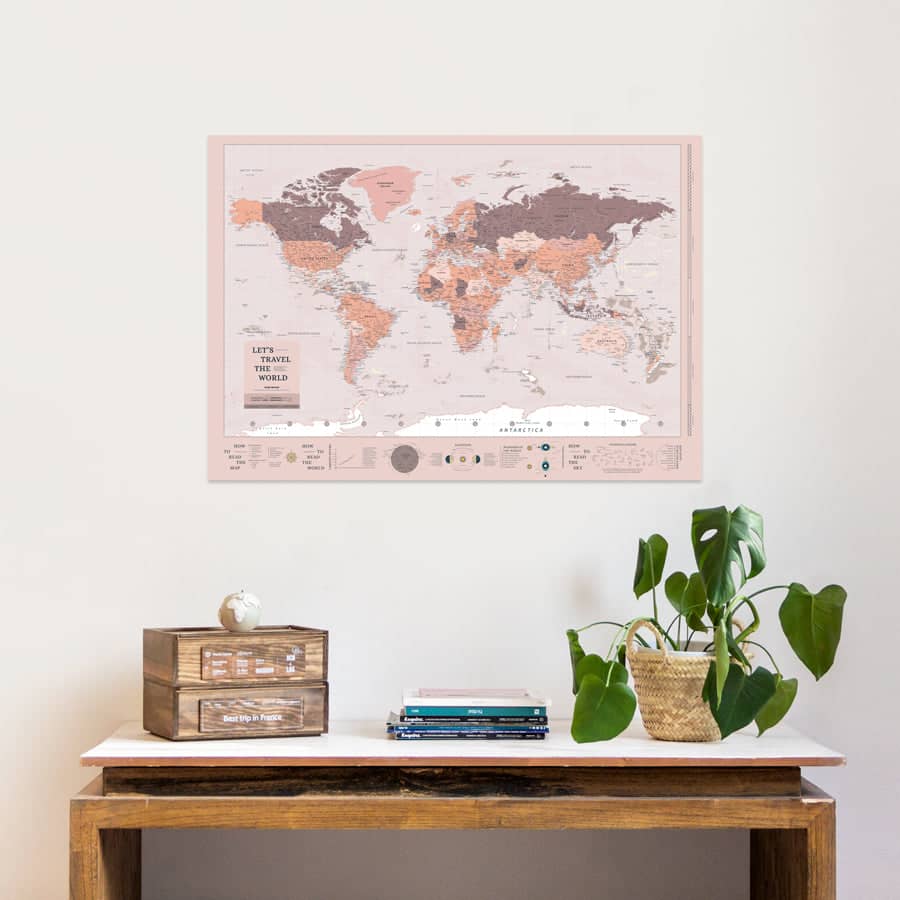 Mapa del mundo digital descargable para imprimir formato poster 100 x 70 cm - Misswood