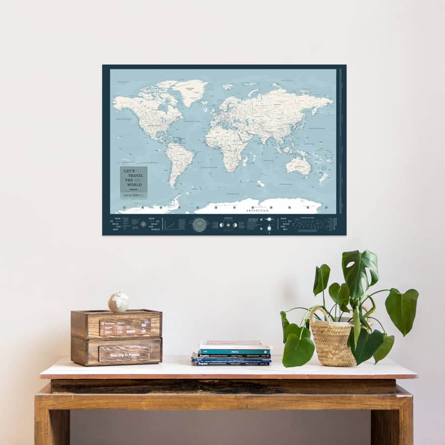 Mapa del mundo digital descargable para imprimir formato poster 100 x 70 cm - Misswood
