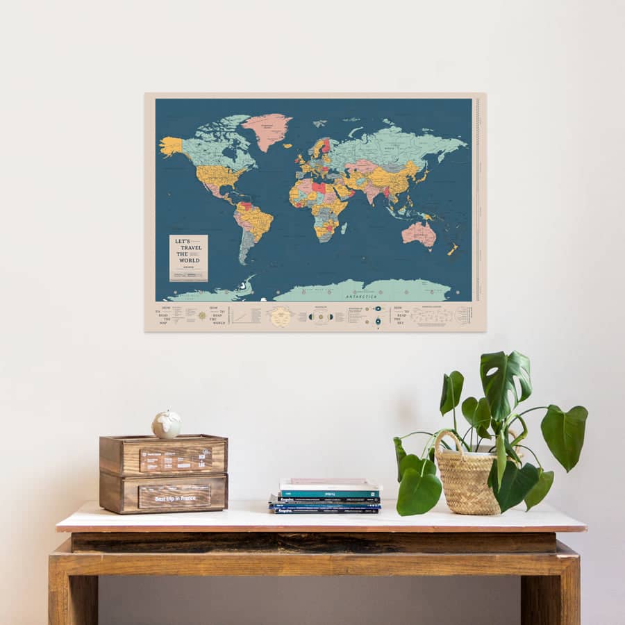 Mapa del mundo digital descargable para imprimir formato poster 100 x 70 cm - Misswood