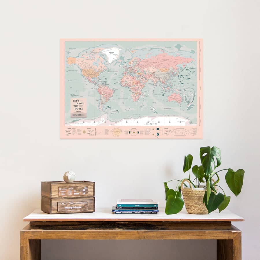 Mapa del mundo digital descargable para imprimir formato poster 100 x 70 cm - Misswood