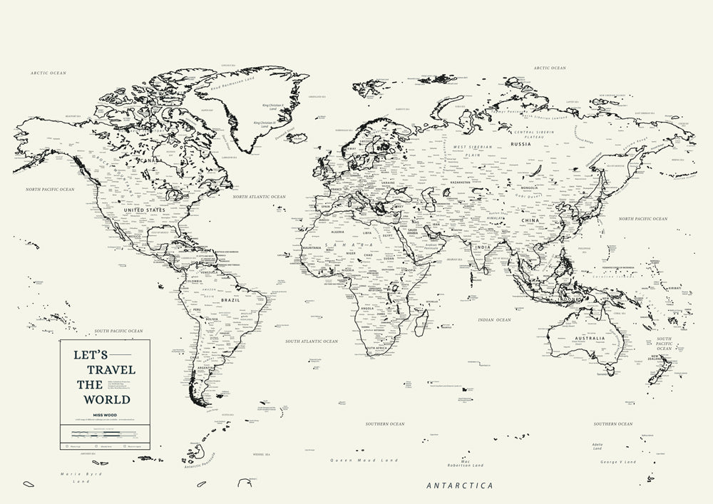 Mapa Mundi com nome de todos os paises e capitais