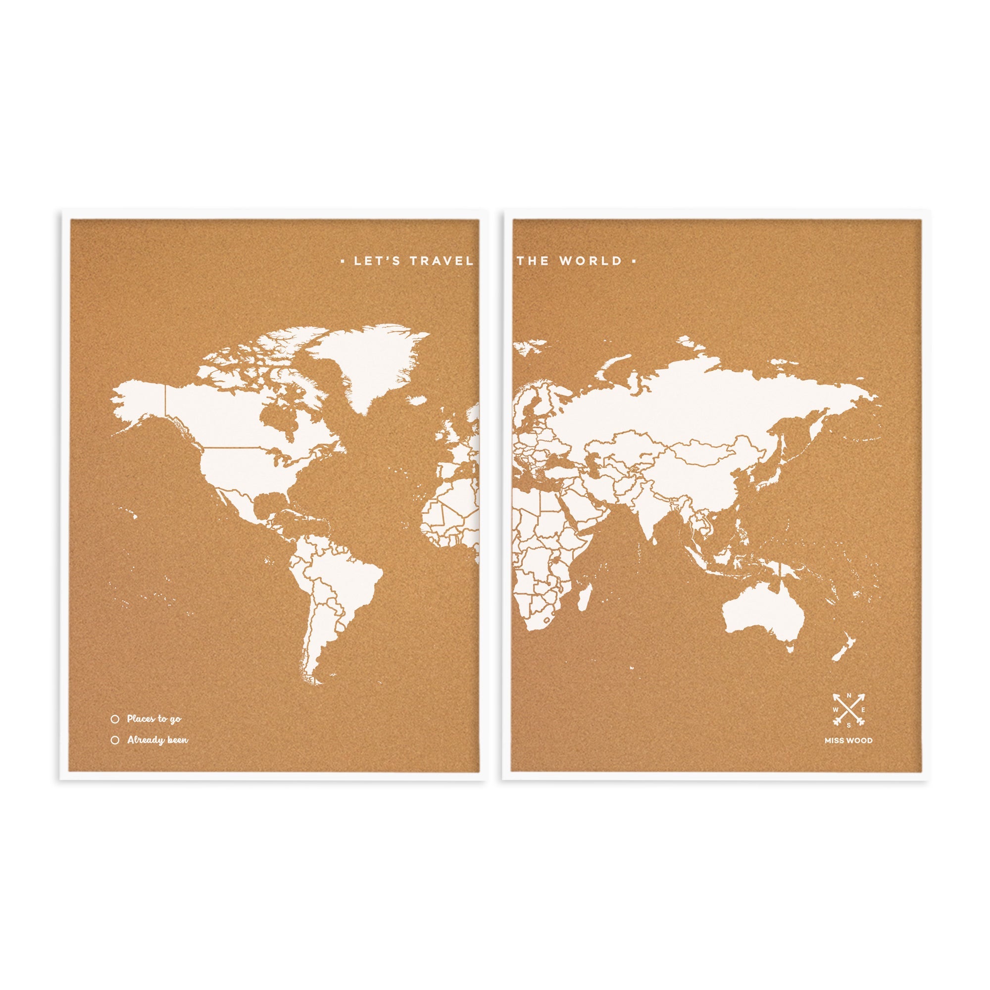 Mapamundi corcho - Woody Map Natural World Blanco - Misswood