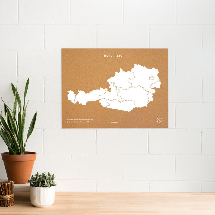 Mapa de corcho - Woody Map Natural Austria - Misswood
