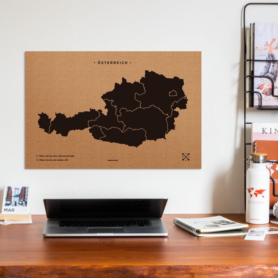 Mapa de corcho - Woody Map Natural Austria - Misswood
