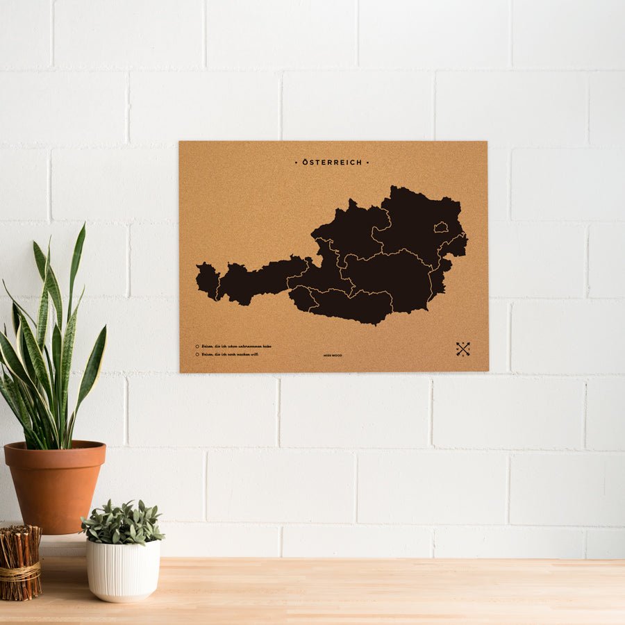 Mapa de corcho - Woody Map Natural Austria - Misswood