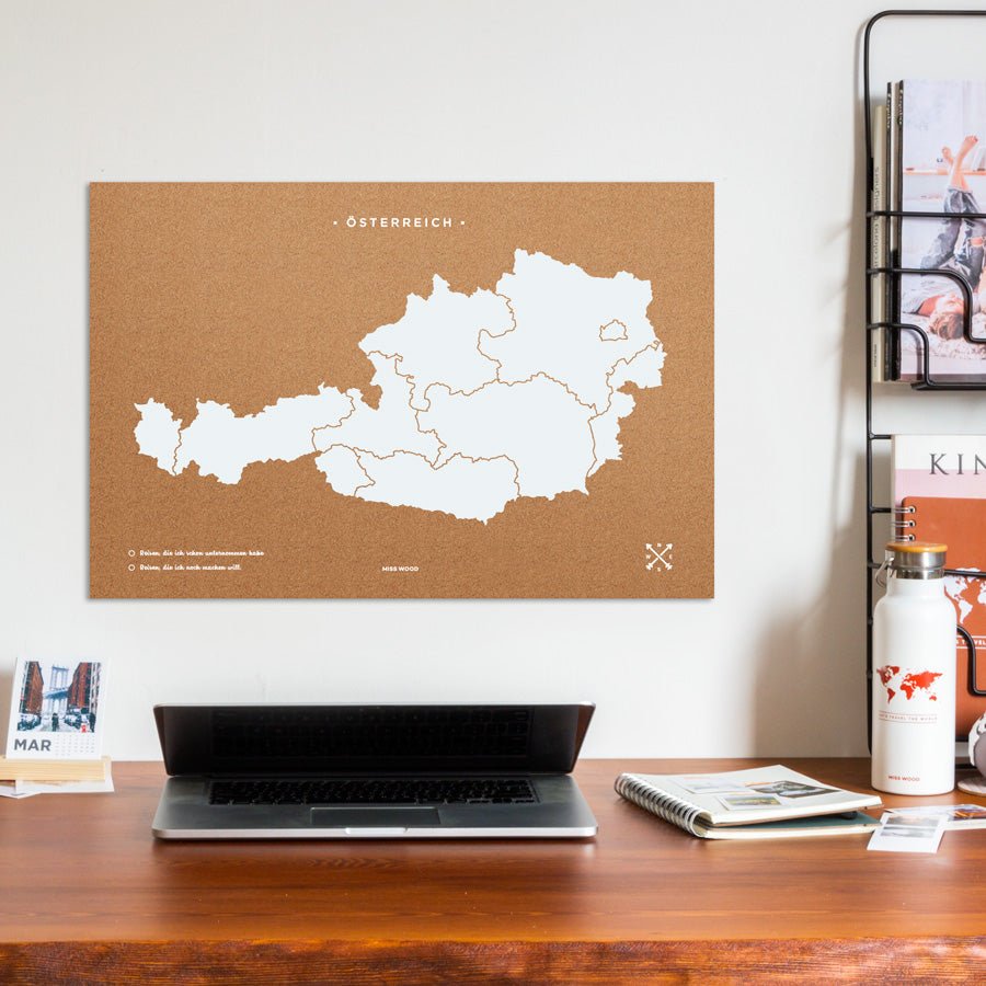 Mapa de corcho - Woody Map Natural Austria - Misswood