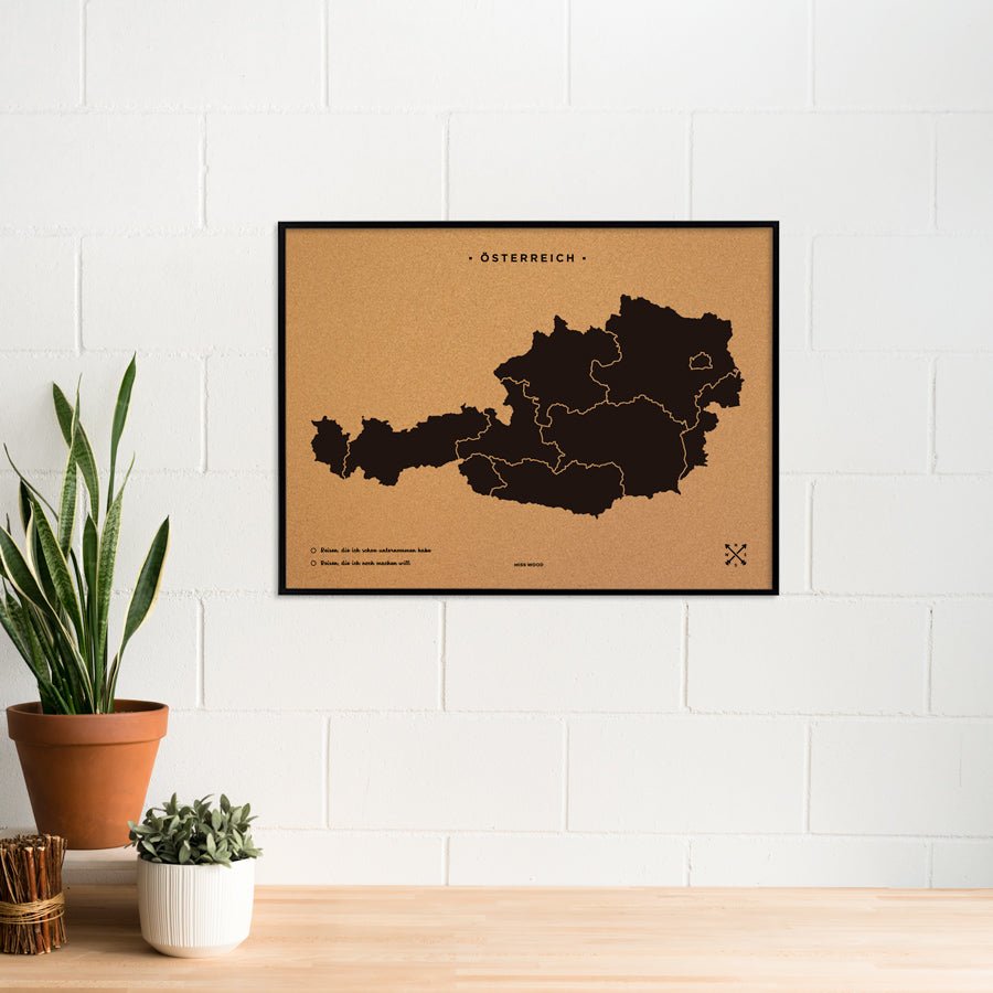 Mapa de corcho - Woody Map Natural Austria - Misswood