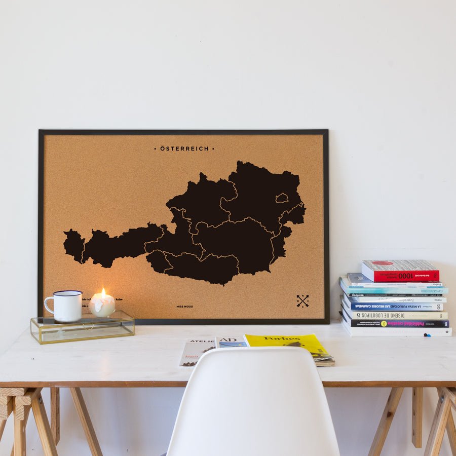Mapa de corcho - Woody Map Natural Austria - Misswood