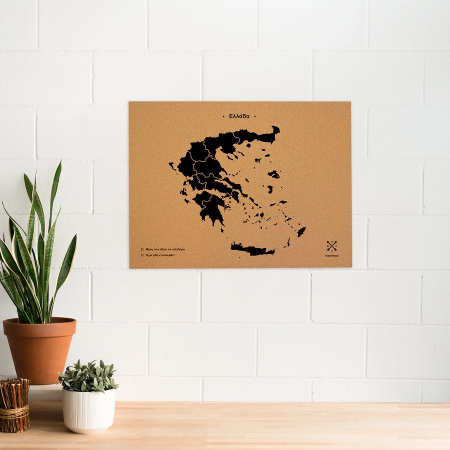 Mapa de corcho - Woody Map Natural Grecia - Misswood