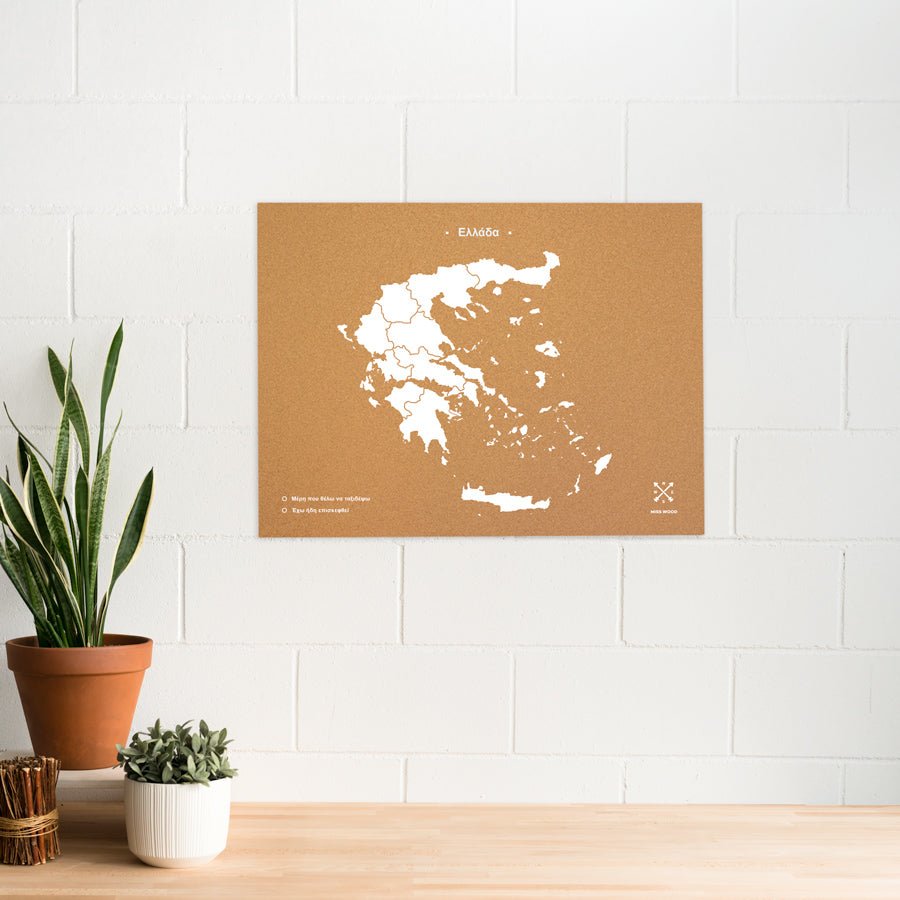 Mapa de corcho - Woody Map Natural Grecia - Misswood