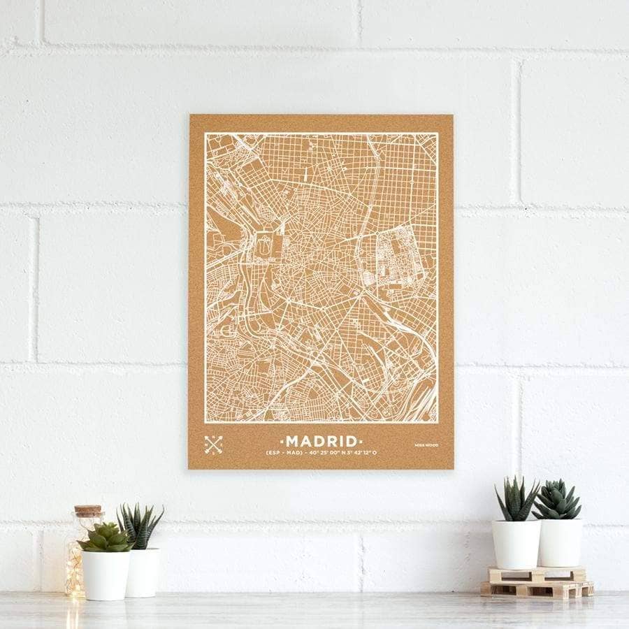 Mapa de corcho - Woody Map Natural Madrid - Misswood