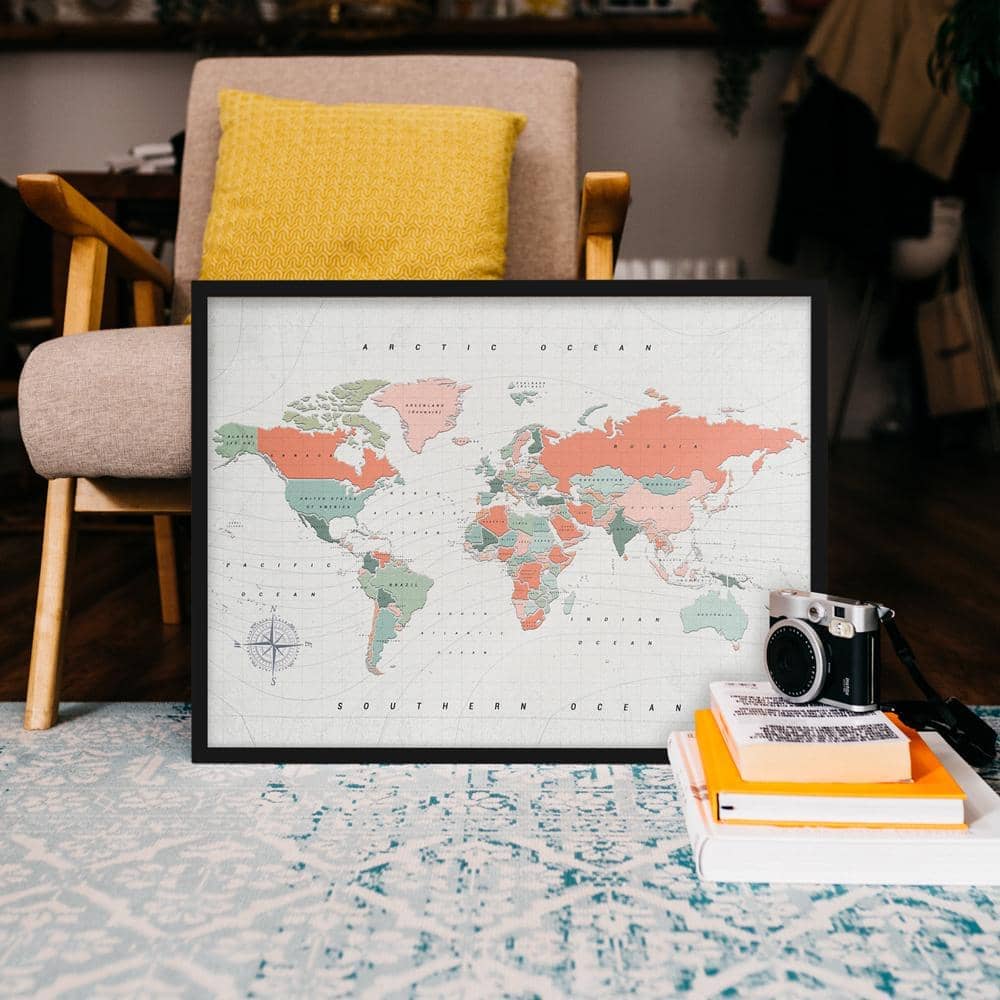 Mapamundi corcho - Woody Map Watercolor Terracota - Misswood