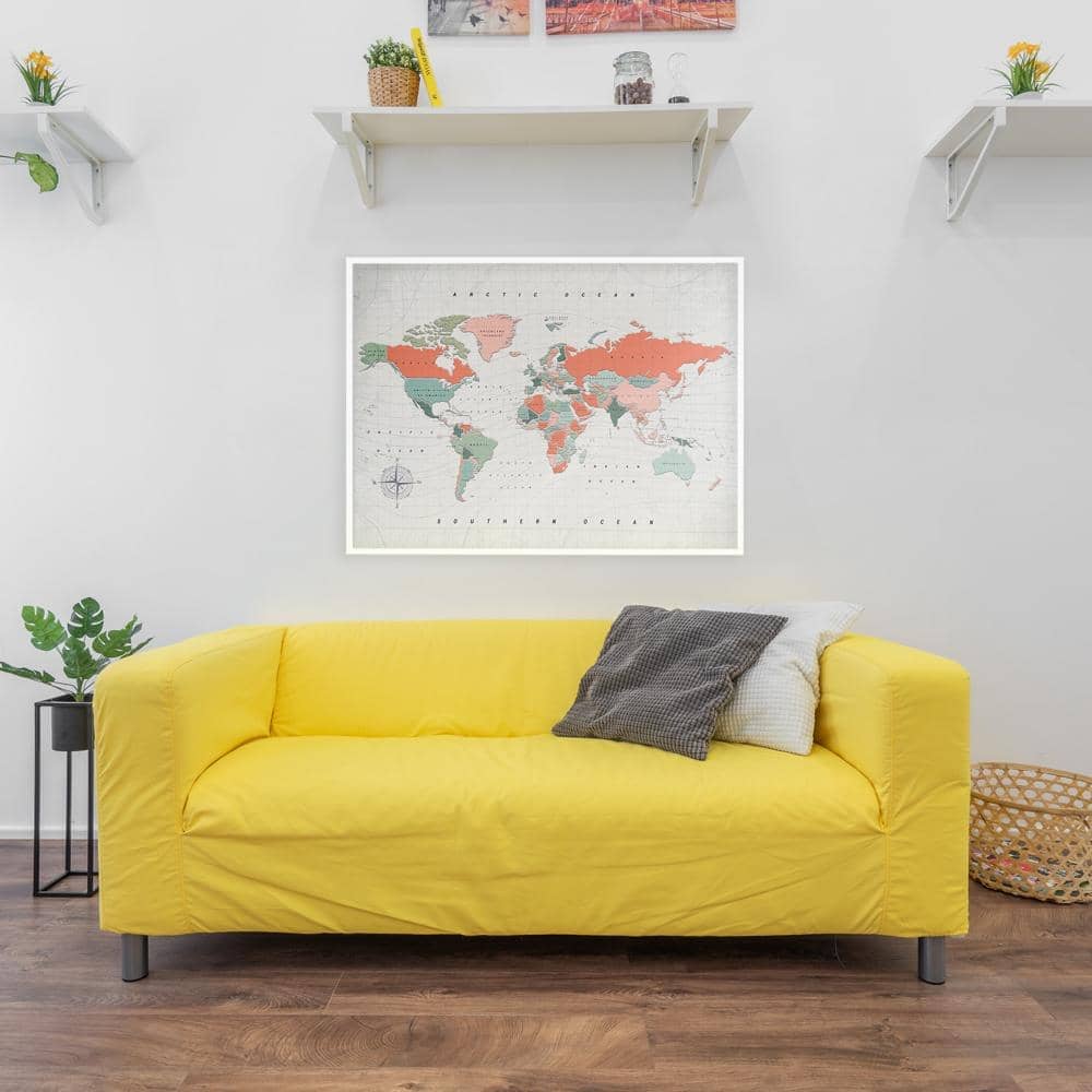 Mapamundi corcho - Woody Map Watercolor Terracota - Misswood