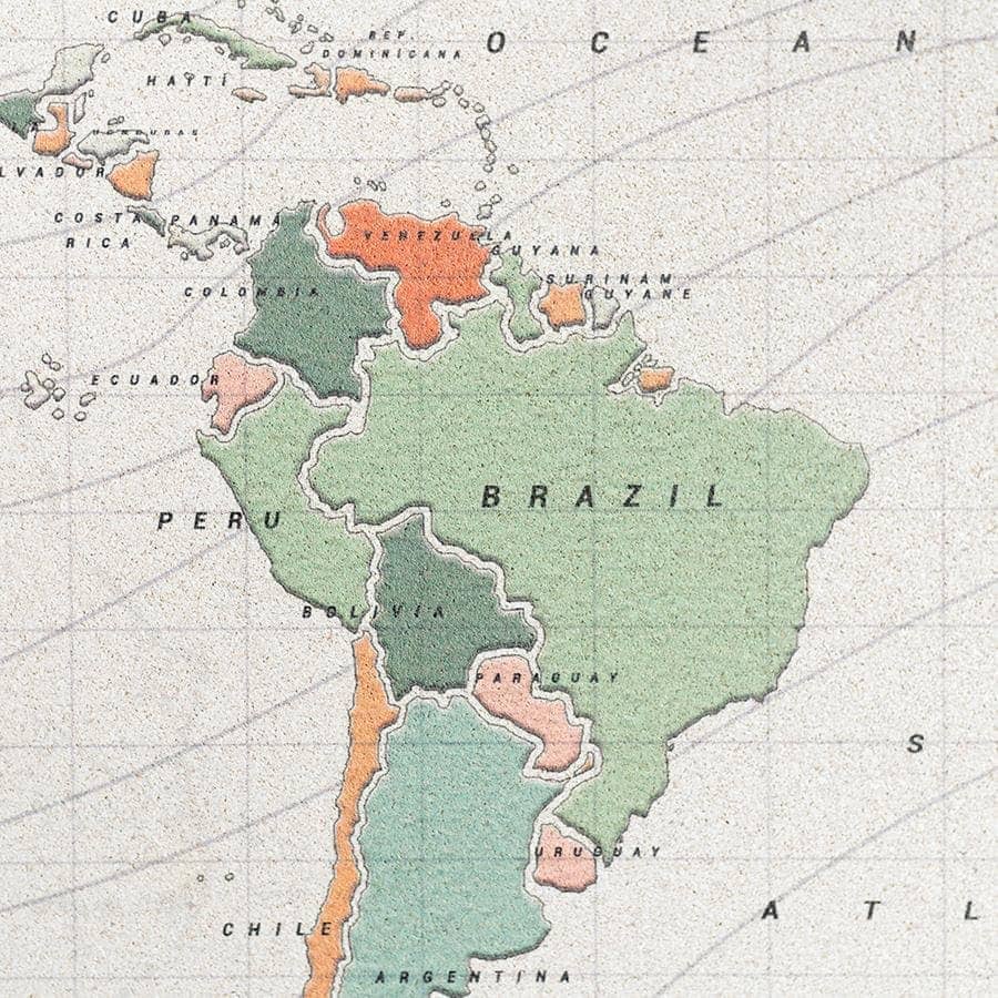 Mapamundi corcho - Woody Map Watercolor Terracota - Misswood